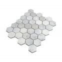 Dolomiti Carrara Honed Marble 28cm x 30.5cm Hexagon Mosaic Tile