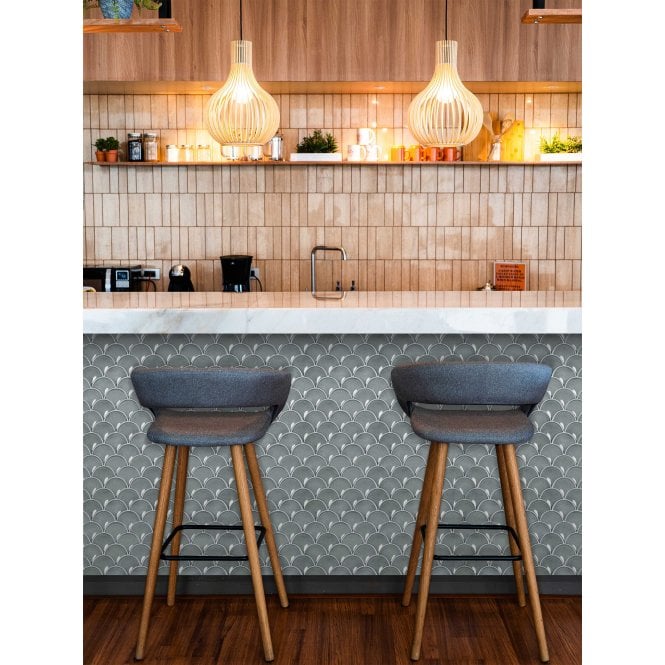 Duck Egg Gloss 27.3cm x 25.9cm Fan Mosaic Tile