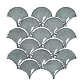 Duck Egg Gloss 27.3cm x 25.9cm Fan Mosaic Tile