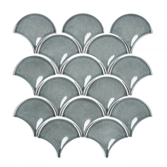 Duck Egg Gloss 27.3cm x 25.9cm Fan Mosaic Tile