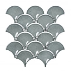 Duck Egg Gloss 27.3cm x 25.9cm Fan Mosaic Tile