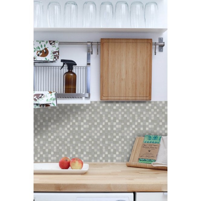 Elegance Grey 30cm x 30cm Peel & Stick Mosaic Tile