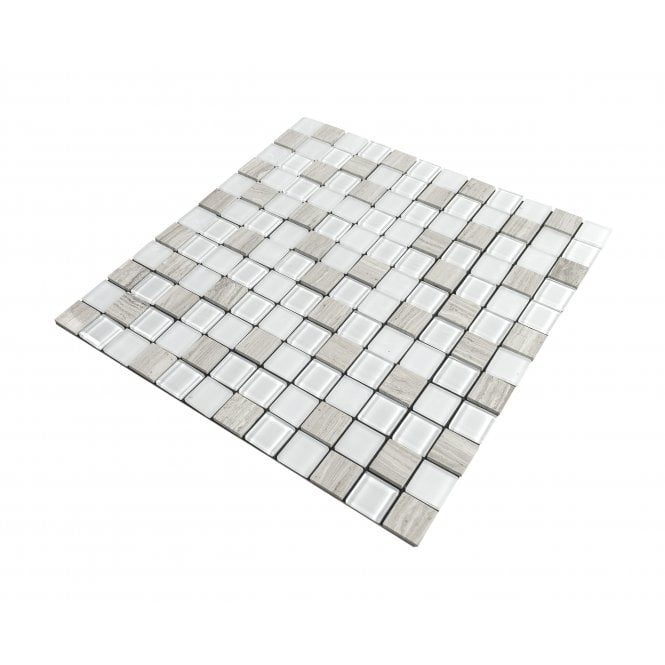 Elegance White 30cm x 30cm Peel & Stick Mosaic Tile