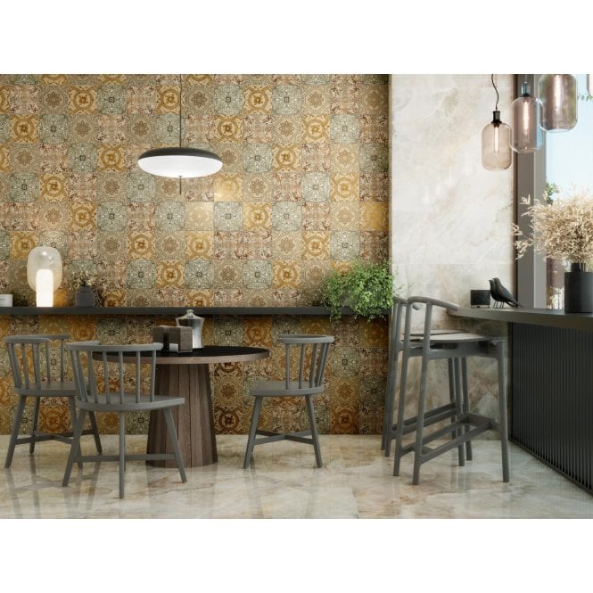 Elisabeth Lemon Gold 20.4cm x 20.4cm Wall & Floor Tile