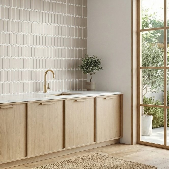 Elongate Cream Matt 29cm x 27.6cm (4.3cm x14.8cm) Mosaic Tile