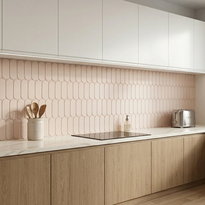 Elongate Fairy Pink Matt 29cm x 27.6cm (4.3cm x14.8cm) Mosaic Tile