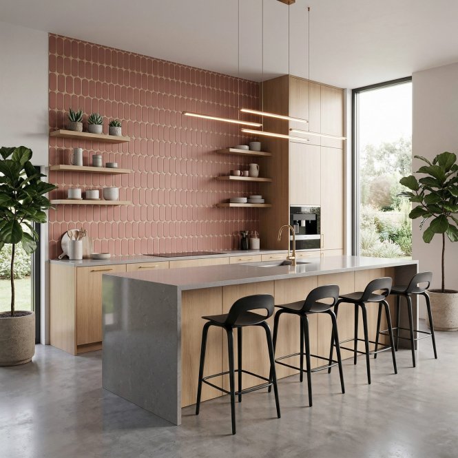 Elongate Grapefruit Pink Matt 29cm x 27.6cm (4.3cm x14.8cm) Mosaic Tile