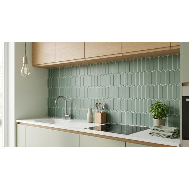Elongate Pine Green 29cm x 27.6cm (4.3cm x14.8cm) Mosaic Tile