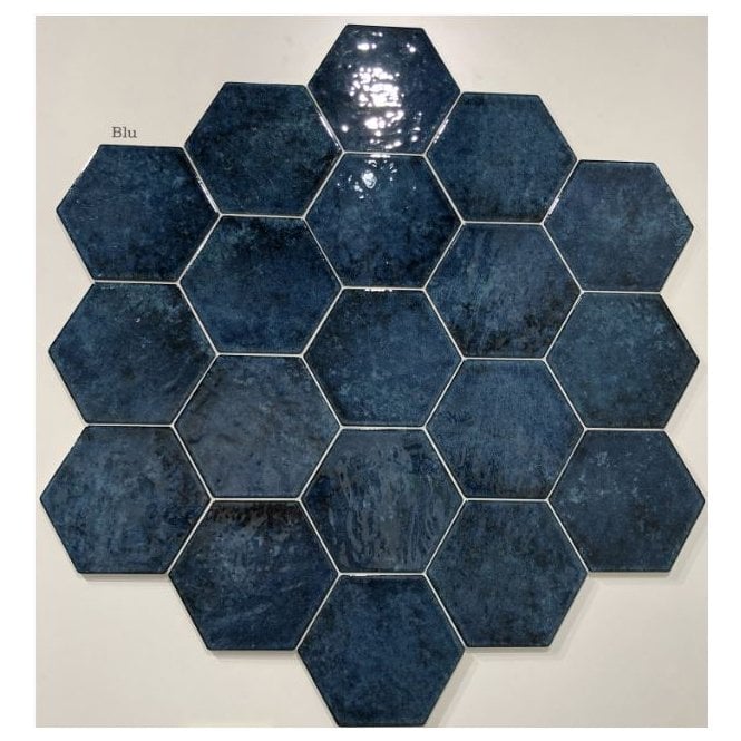 Italian Design Esamarine Blue 16.2cm x 18.5cm Hexagon Wall Tile