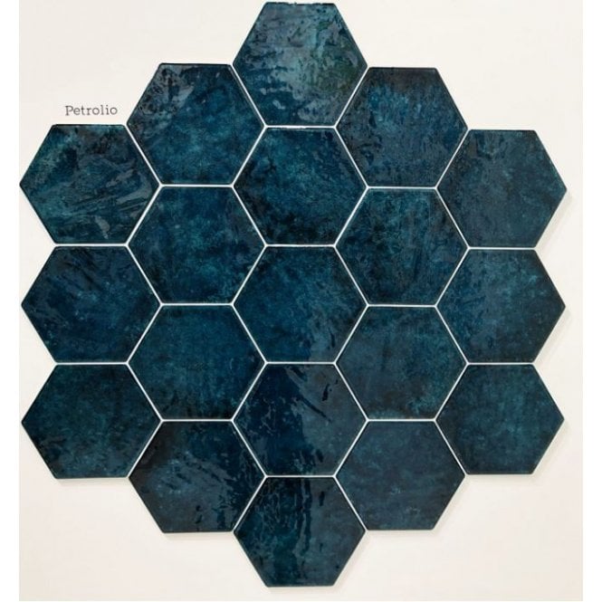 Italian Design Esamarine Petroleum 16.2cm x 18.5cm Hexagon Wall Tile