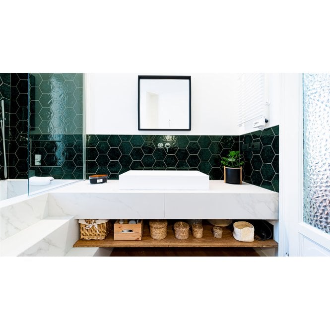 Italian Design Esamarine Petroleum 16.2cm x 18.5cm Hexagon Wall Tile