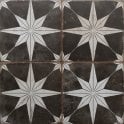 Etoile Black & white Matt Patterned Distressed effect Porcelain Wall & floor Tile