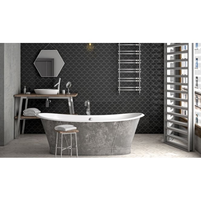 Equipe Fan Black Matt 10.6cm x 12cm Wall Tile