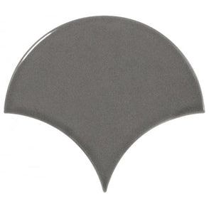 Equipe Fan Dark Grey Gloss 10.6cm x 12cm Wall Tile