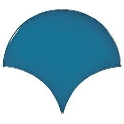 Equipe Fan Electric Blue Gloss 10.6cm x 12cm Wall Tile