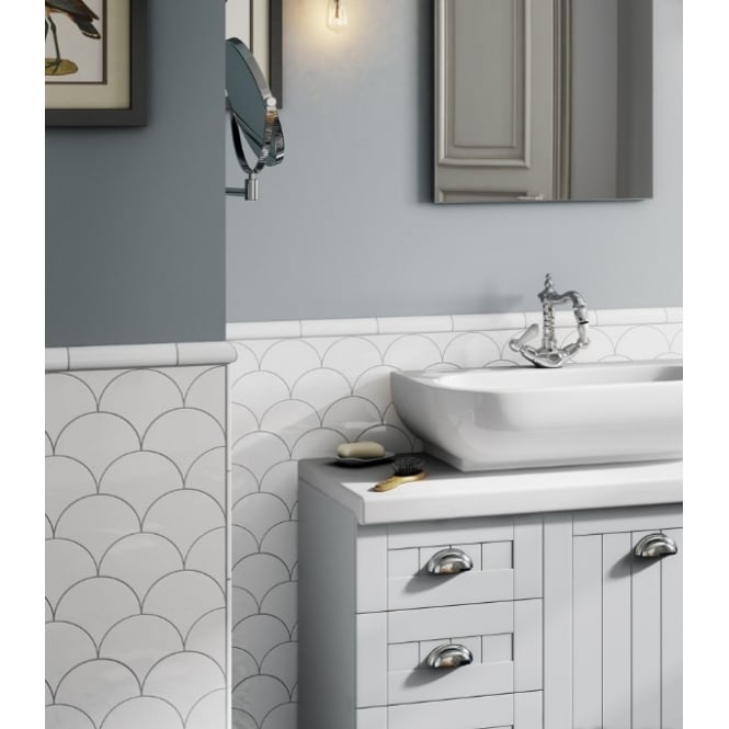 Equipe Fan White Gloss 10.6cm x 12cm Wall Tile
