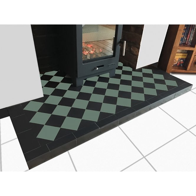 Fireplace Victorian Green Quarry 9.6cm x 9.6cm Floor Tile