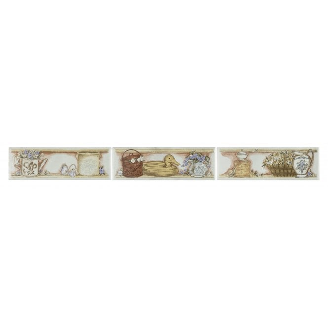 Heckstream Fireside New England 5cm x 15cm Border Tile Set (Box of 6)