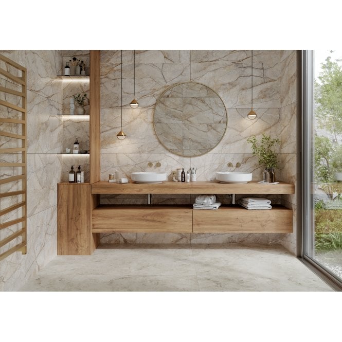 Florentine Beige Marble Effect 60cm x 120cm Wall and Floor Tile