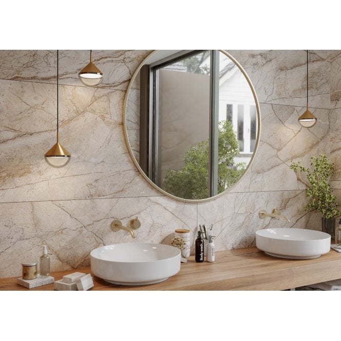 Florentine Beige Marble Effect 60cm x 120cm Wall and Floor Tile