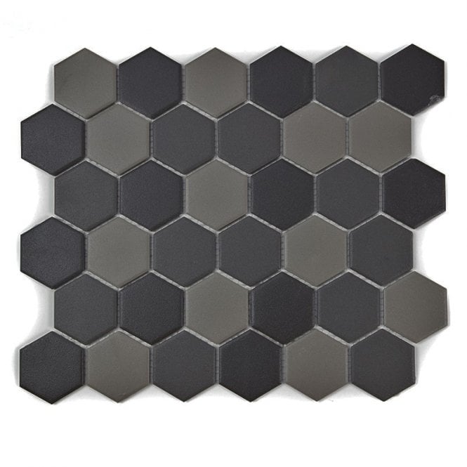 Full Body Hexagon Dark Mix Mosaic (5.1cm x 5.1cm) 32.5cm x 28.1cm Wall & Floor Tile