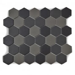 Full Body Hexagon Dark Mix Mosaic (5.1cm x 5.1cm) 32.5cm x 28.1cm Wall & Floor Tile