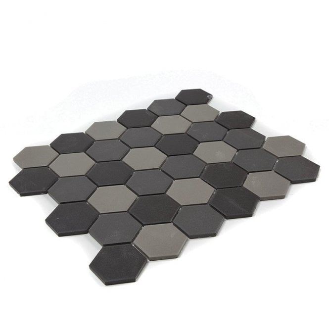 Full Body Hexagon Dark Mix Mosaic (5.1cm x 5.1cm) 32.5cm x 28.1cm Wall & Floor Tile