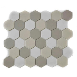 Full Body Hexagon Light Mix Mosaic (5.1cm x 5.1cm) 32.5cm x 28.1cm Wall & Floor Tile