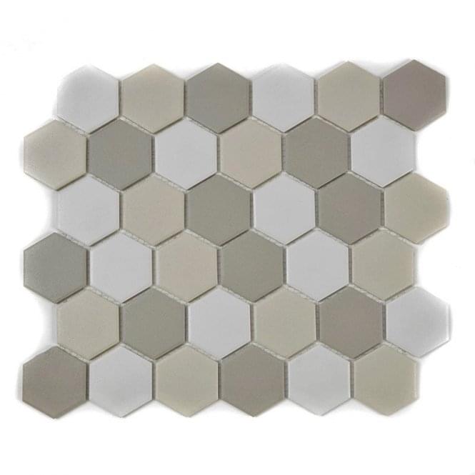 Full Body Hexagon Light Mix Mosaic (5.1cm x 5.1cm) 32.5cm x 28.1cm Wall & Floor Tile