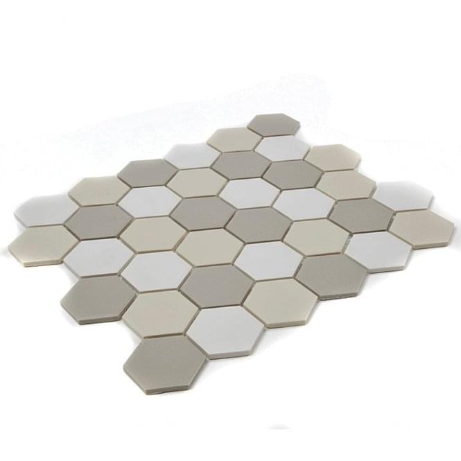 Full Body Hexagon Light Mix Mosaic (5.1cm x 5.1cm) 32.5cm x 28.1cm Wall & Floor Tile