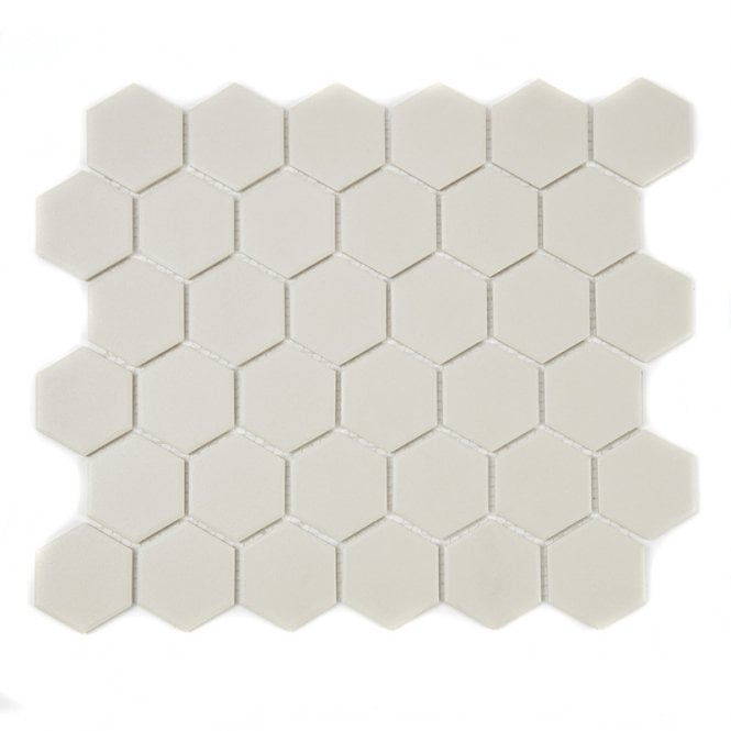 Full Body Hexagon Matt Cream Mosaic (5.1cm x 5.1cm) 32.5cm x 28.1cm Wall & Floor Tile