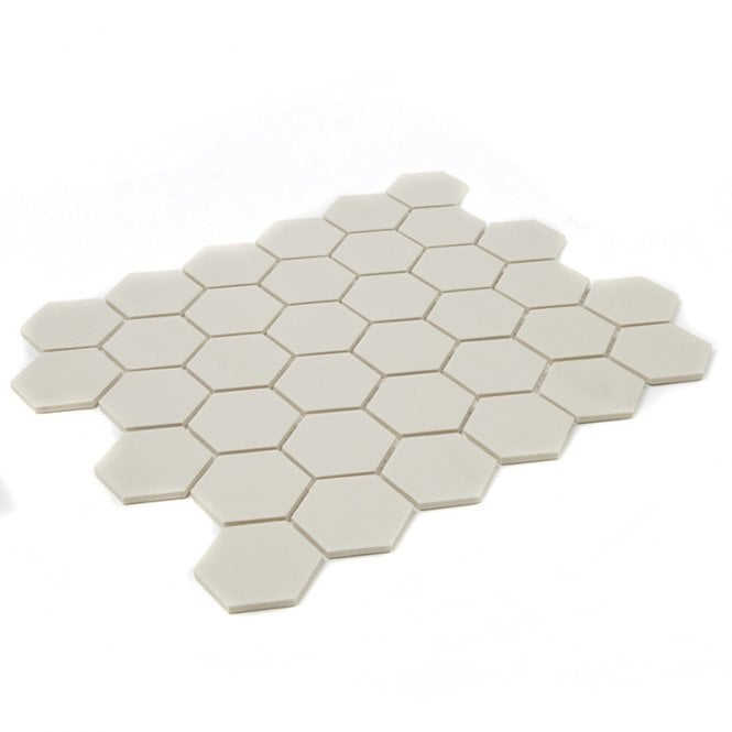 Full Body Hexagon Matt Cream Mosaic (5.1cm x 5.1cm) 32.5cm x 28.1cm Wall & Floor Tile