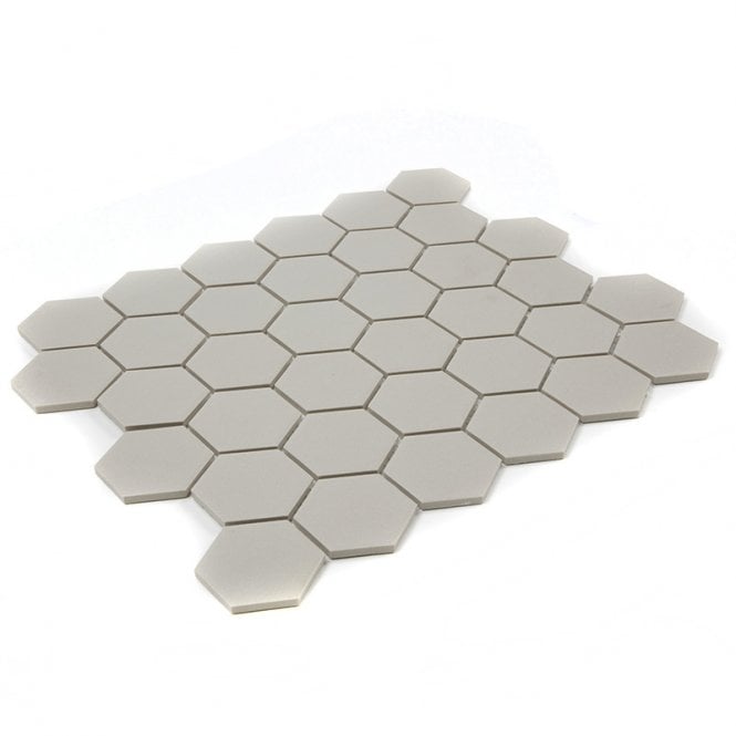 Full Body Hexagon Matt Light Grey Mosaic (5.1cm x 5.1cm) 32.5cm x 28.1cm Wall & Floor Tile