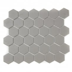 Full Body Hexagon Matt Medium Grey Mosaic (5.1cm x 5.1cm) 32.5cm x 28.1cm Wall & Floor Tile