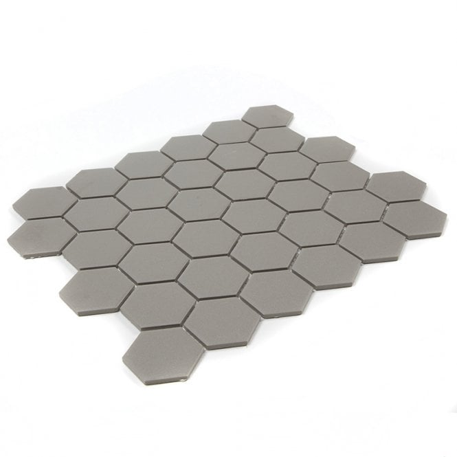 Full Body Hexagon Matt Medium Grey Mosaic (5.1cm x 5.1cm) 32.5cm x 28.1cm Wall & Floor Tile
