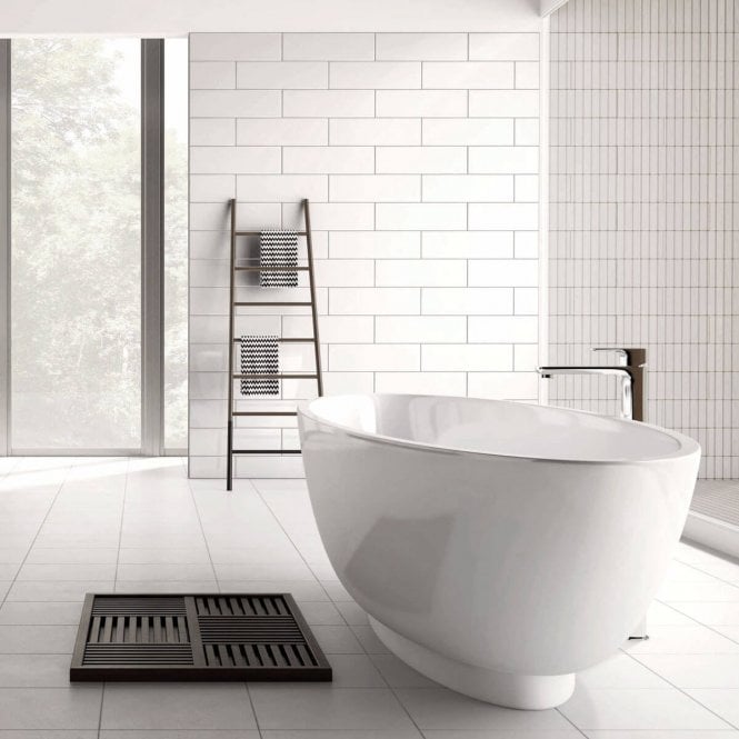 British Ceramic Tile Function White Gloss Plank XL Metro 14.8cm x 49.8cm Wall Tile