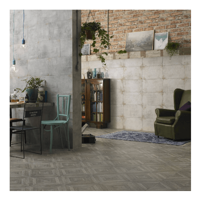 British Ceramic Tile Galvanised Platinum White 29.8cm x 49.8cm Wall and Floor Tile