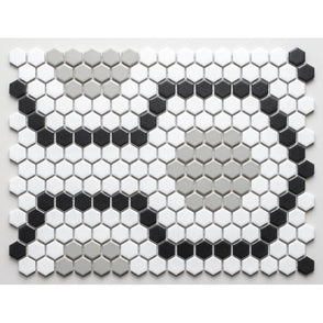 Geometric Hexagon Monochrome 30.3cm x 40cm (2.3cm x 2.3cm) Mosaic Tile