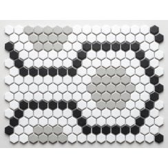 Geometric Hexagon Monochrome 30.3cm x 40cm (2.3cm x 2.3cm) Mosaic Tile