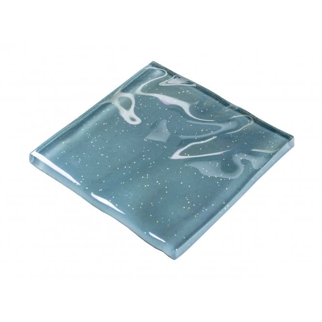 Gia Aqua Sparkle 9.8cm x 9.8cm Glass Tile