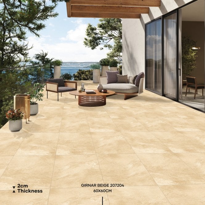 Girnar Beige 60cm x 90cm x 2cm Outdoor Floor Tile 21.5 SQM (40 pieces) Project Pack