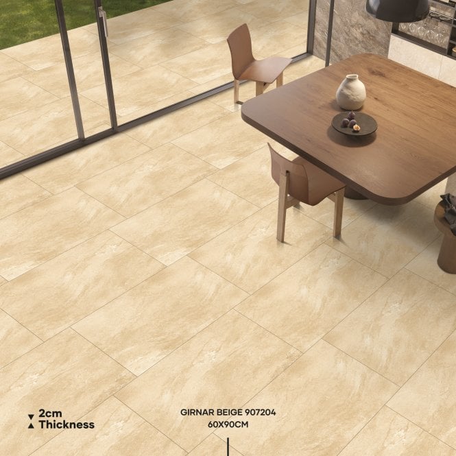 Girnar Beige 60cm x 90cm x 2cm Outdoor Floor Tile