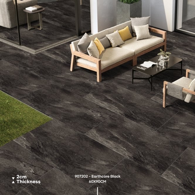 Girnar Black 60cm x 60cm x 2cm Outdoor Floor Tile 23 SQM (64 pieces) Project Pack
