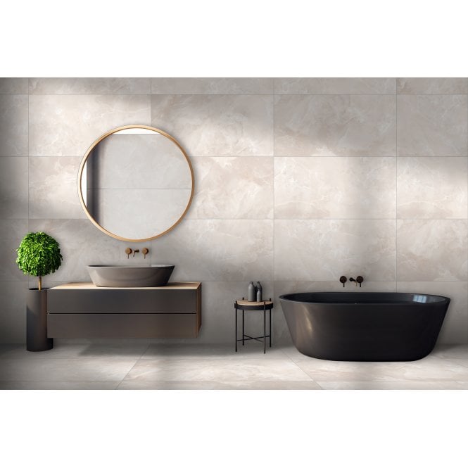 Glacier Onyx Grey Polished Porcelain 60cm x 120cm Wall and Floor Tile