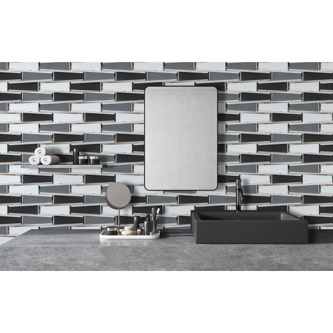 Glass Black Mix 30cm x 30cm Mosaic Tile