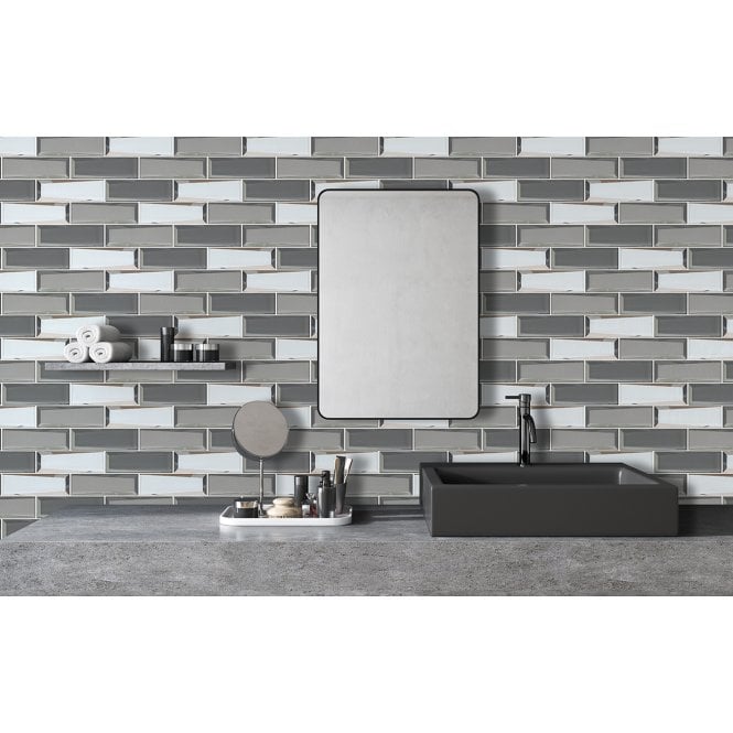 Glass Grey Mirror Mix 30cm x 30cm Mosaic Tile