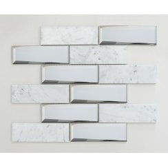 Glass Mirror Mix Carrara 30cm x 30cm Mosaic Tile