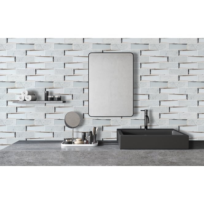 Glass Mirror Mix Carrara 30cm x 30cm Mosaic Tile