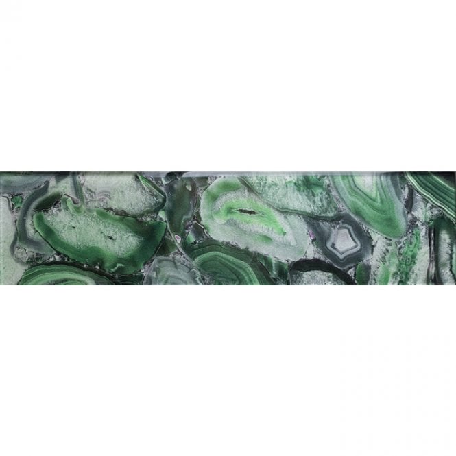 Glass Shell Green 7.5cm x 30cm Wall Tile