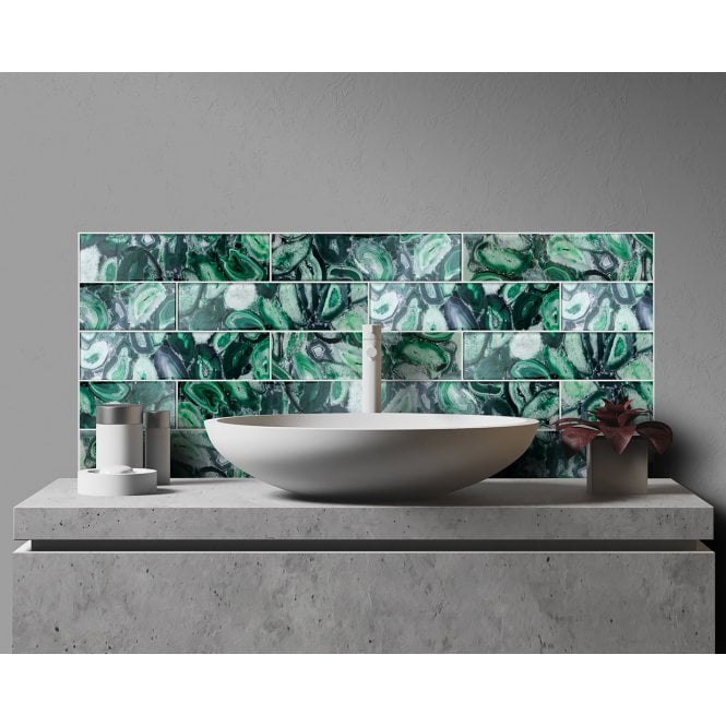 Glass Shell Green 7.5cm x 30cm Wall Tile